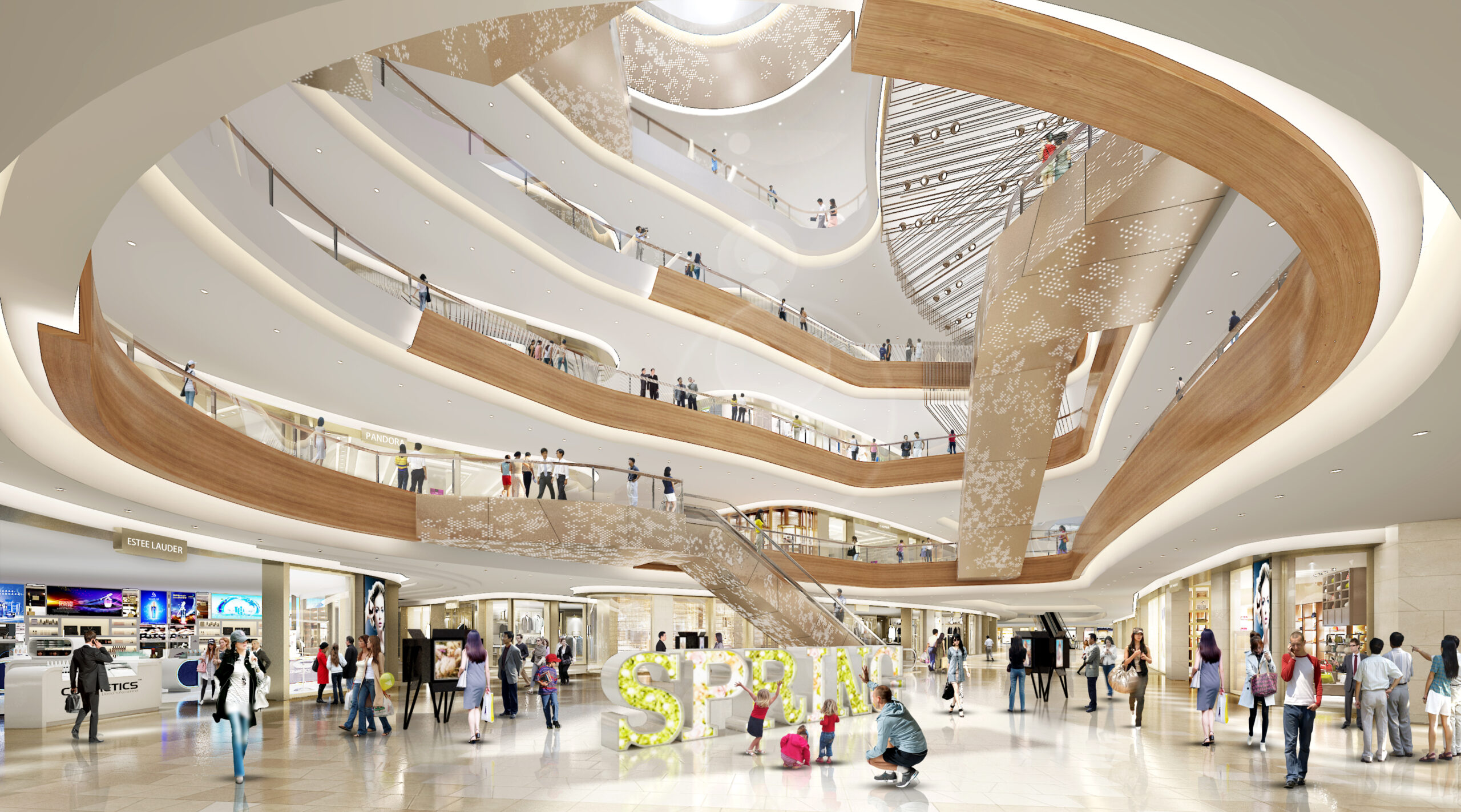 3d rendering shopping mall retail visualization Atrium